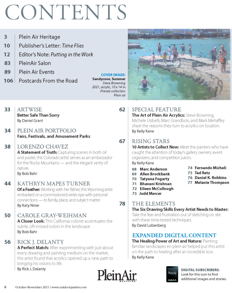 Plein Air Magazine contents OctNov21