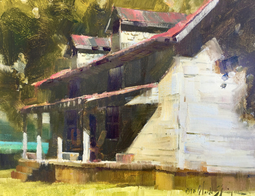 Trey Finney, "Country Relic," 2018, oil, 14 x 18 in., private collection, plein air 