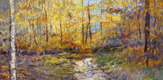 George Gallo, "Stream at New Hope," 38 x 50 inches, Oil on canvas