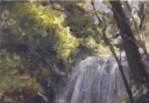 Actually, Do Go Chasing Waterfalls How to paint waterfalls - "Tanyard Creek Waterfall" by Howard Friedland