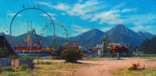 6 Vibrant Paintings of Fairs and Festivals Carl Bretzke, "Rocket Ride," Undated, oil, 24 x 36 in., Private collection, Studio