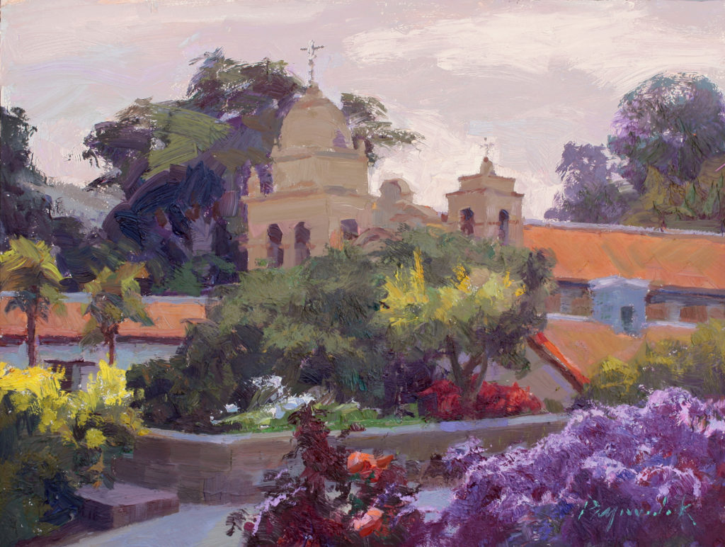 "Carmel Mission — Silvery Light" (9 x 12 in.) by Camille Przewodek