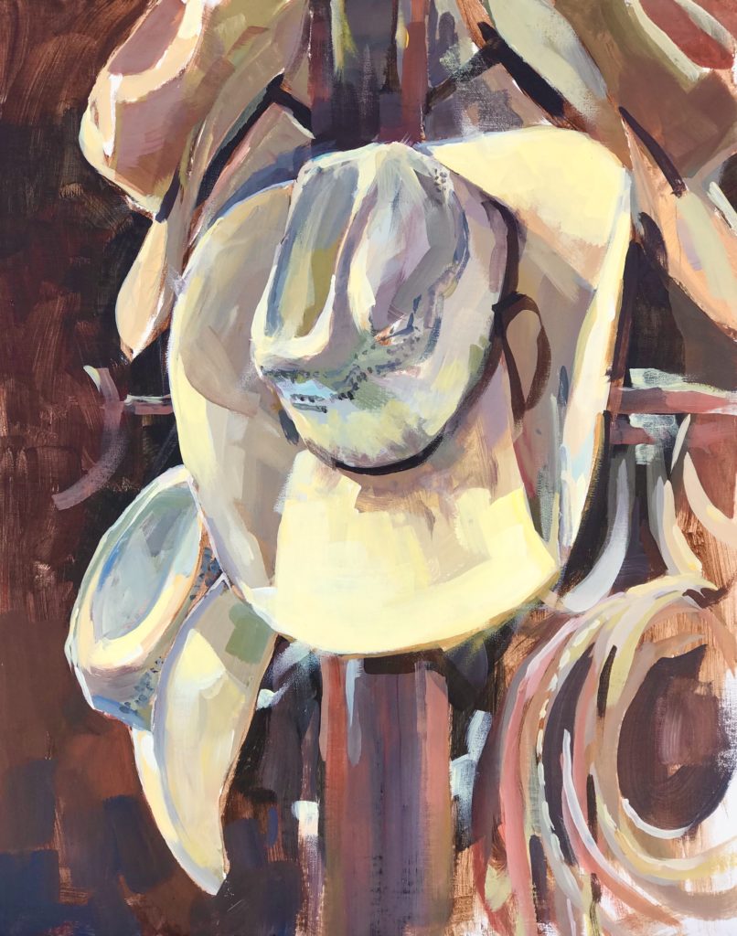 3rd Place Award: Spencer Meagher, "Tack Room Hats," 16x20, acrylic