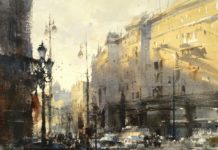 Watercolor paintings - Chien Chung-Wei, "Moscow at Dusk," 2016, 27 x 36 cm