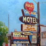 Chicago For Real Mark Cleveland, "Stuck at the Light: Heart o’ Chicago," Oil, 12 x 12 in.