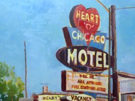 Mark Cleveland, "Stuck at the Light: Heart o’ Chicago," Oil, 12 x 12 in.