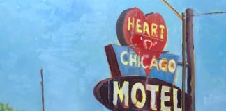 Mark Cleveland, "Stuck at the Light: Heart o’ Chicago," Oil, 12 x 12 in.