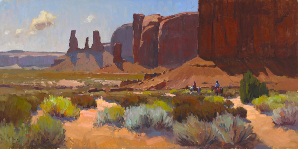 How to paint landscapes - Jim Wodark, "Ancient Trail," 2018, oil, 24 x 48 in., private collection, studio