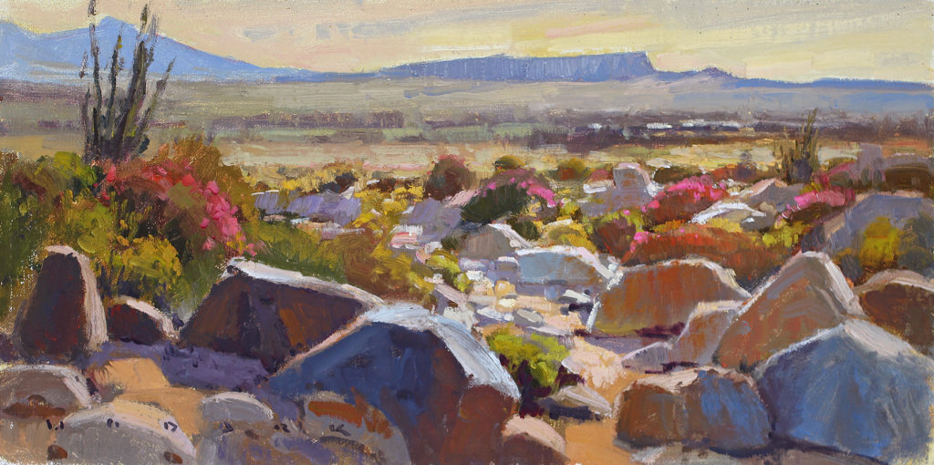 Jim Wodark, "Bouncing Light," 2017, oil, 8 x 16 in., private collection, plein air