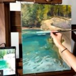 Kathleen Hudson gives a demon on how to paint moving water