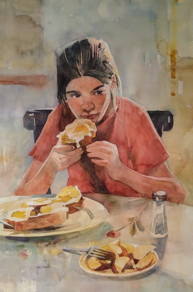 Francesco Fontana, "Breakfast in America," watercolor