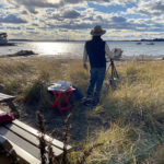 Plein air painting on a beach
