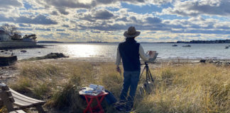 Plein air painting on a beach