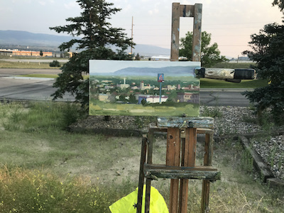 Plein air painting From a parking lot of a Harvest Host brewery in Casper, Wyoming