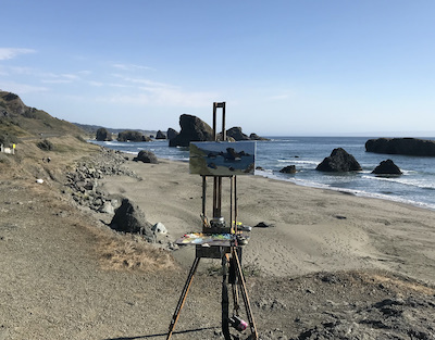 Plein air painting From a scenic view along the Oregon coastal highway