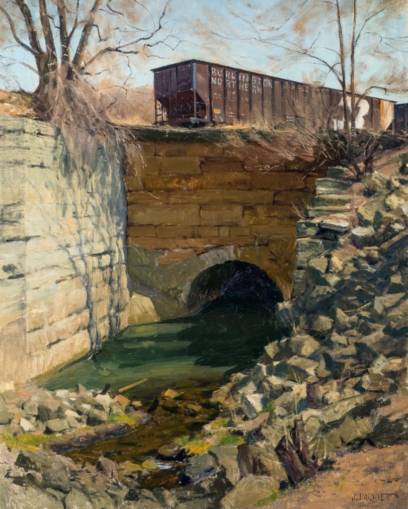 Joe Paquet, "Rail Stone and Steel," oil, 30 x 24 in.