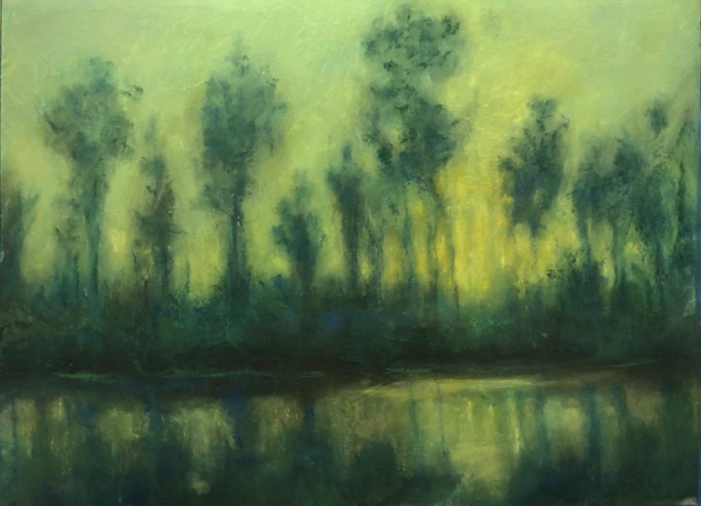 Plein air artists Indiana Rivers - "Tree Screen" (pastel, 11 x 14 in.) by Avon Waters
