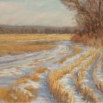 We Deserve It Plein air landscape painting of a snowy field