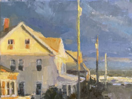Oil painting of cropped house