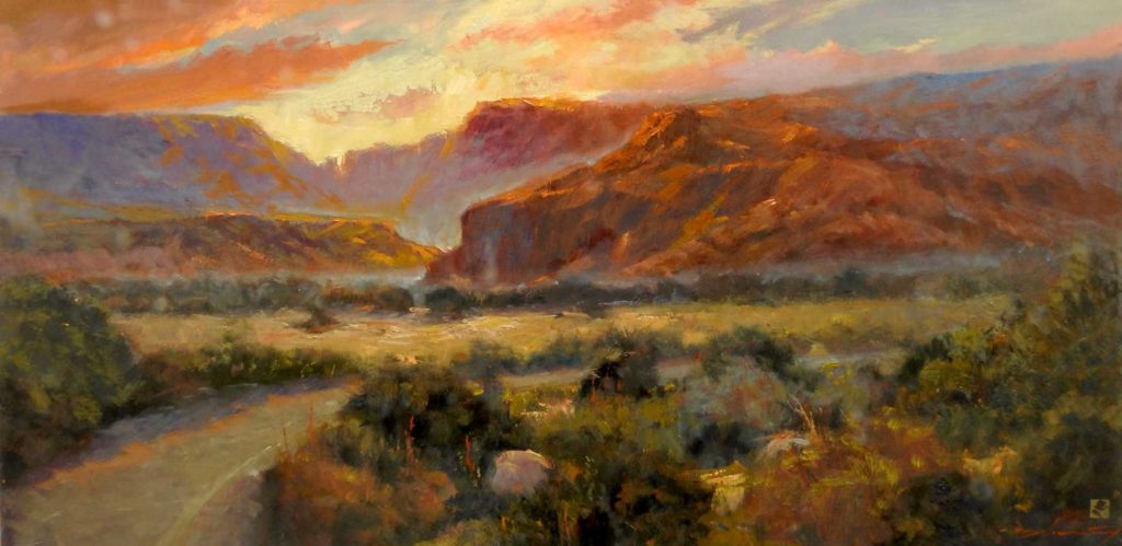 Rick Delanty, "Promised Land," 24 x 48 in., acrylic (southern Utah, near Zion National Park)