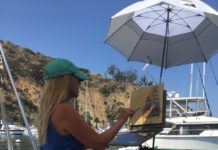 Painting boats and beaches plein air setup