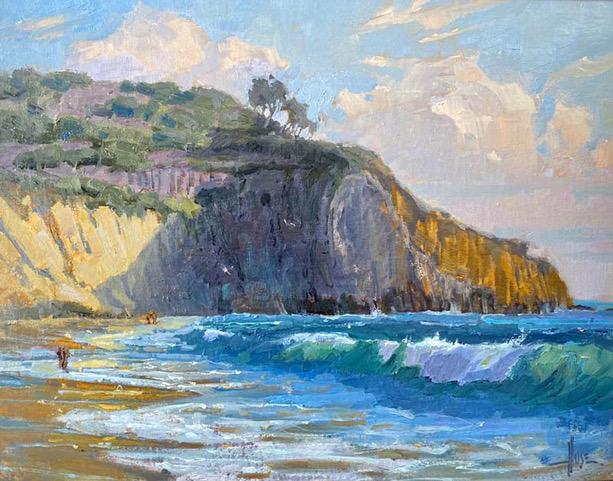 Painting impressionism beaches - Debra Huse, "Abalone Point," 16 x 20 in., Plein Air Laguna Beach 2021
