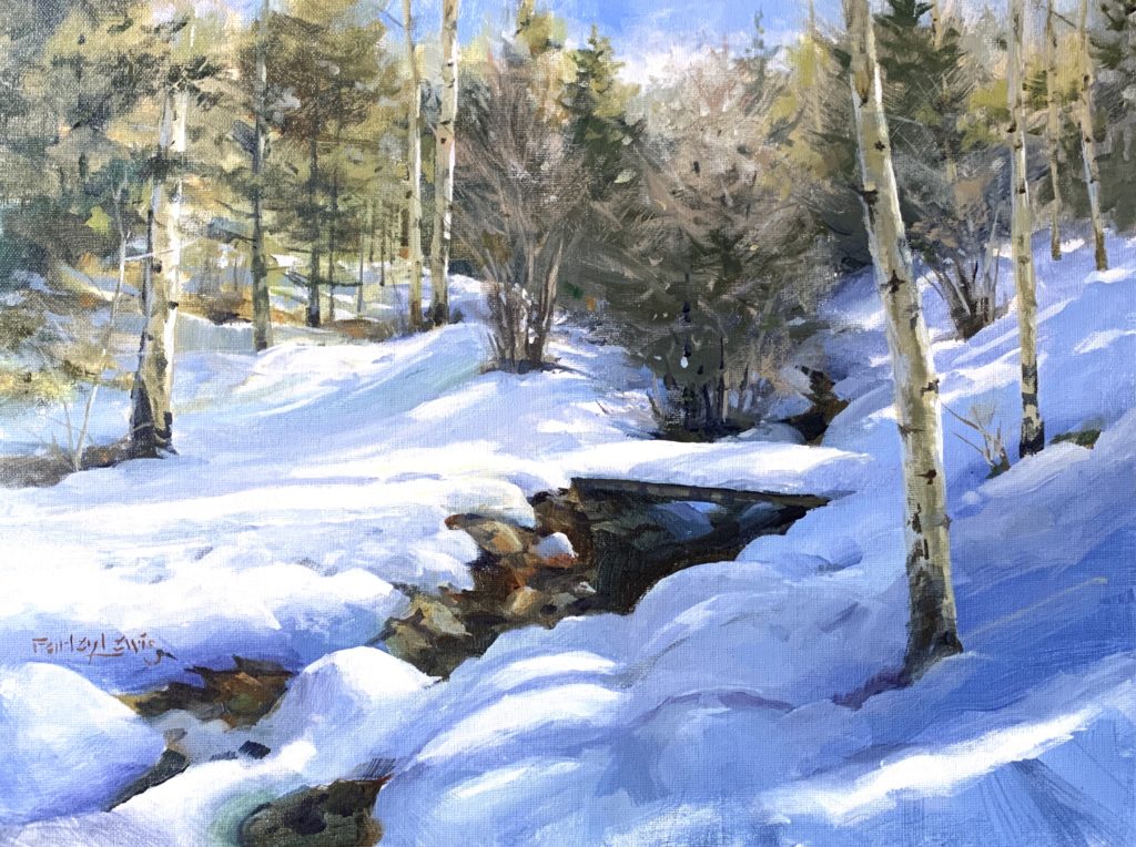 Painting outdoors in winter - Farley Lewis plein air landscape