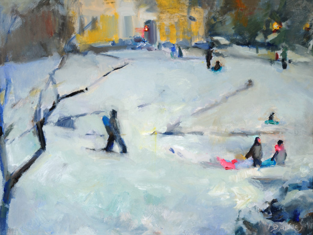 Painting outdoors in winter - Jill Banks plein air landscape