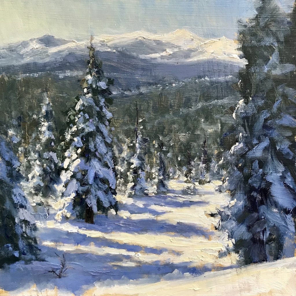Scott Hamill, "Winter Light," 2020, oil, 12 x 12 in., Studio from plein air, Private collection