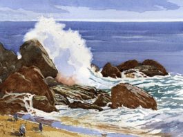 Larry Cannon, “Malibu Thunder” 16 x 20 in., watercolor on paper