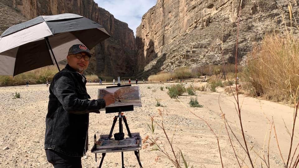 Painting en plein air in the desert 