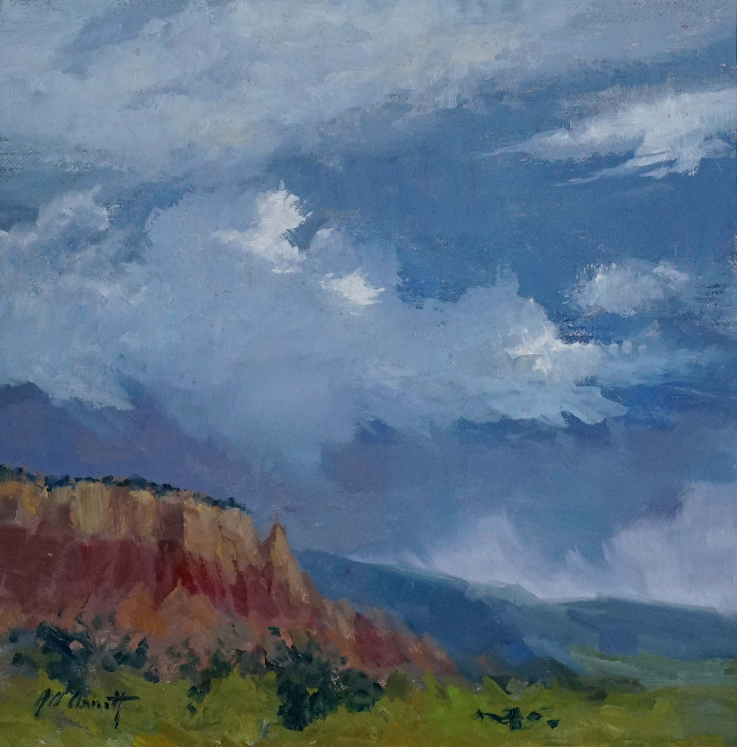 "Clouds Over the Mesa" by Joe Anna Arnett, plein air skies