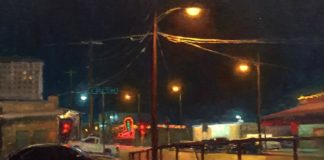 How to paint halos of light - Carl Bretzke, "Boot Store," 16 x 20 in.