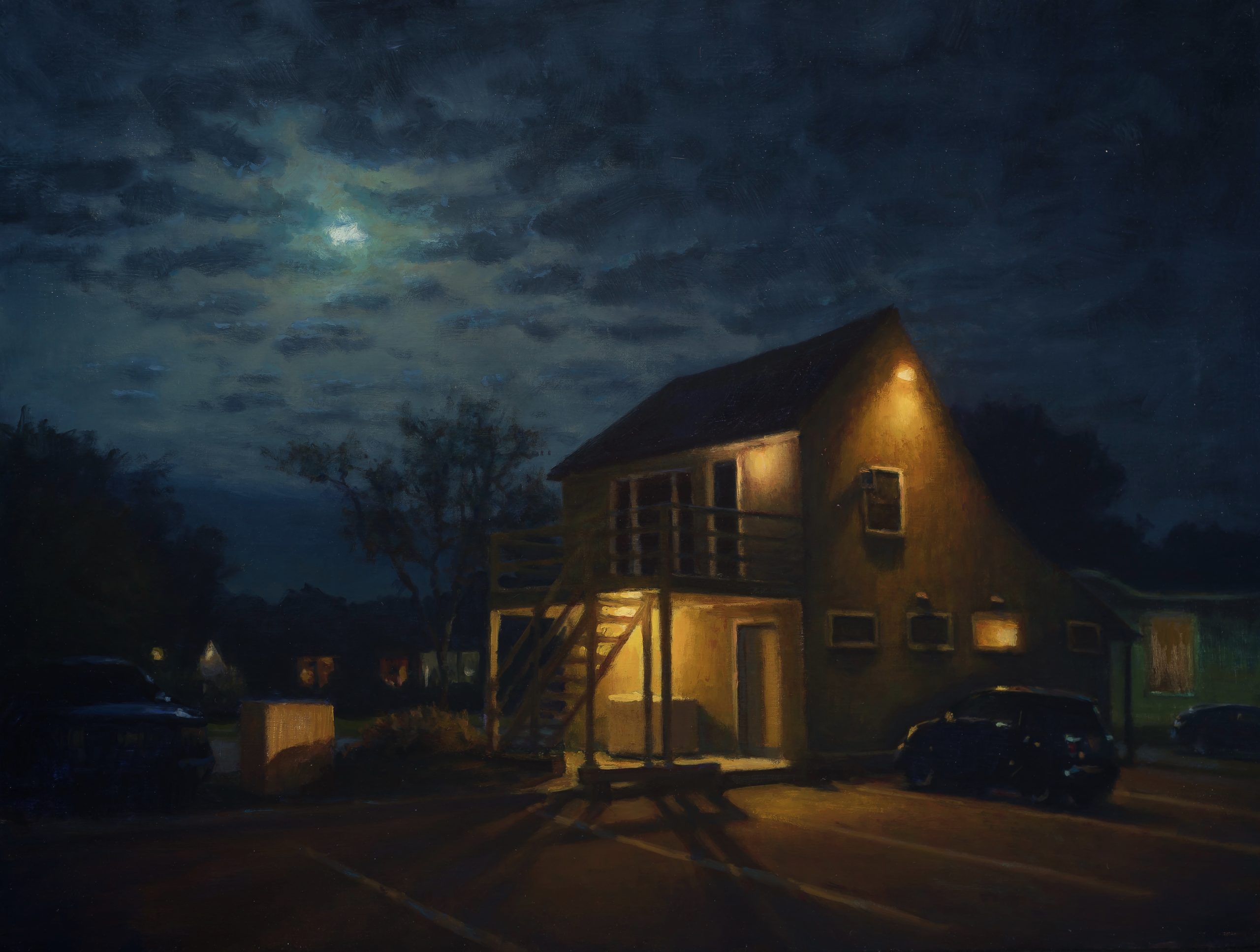 how to paint halos of light - Carl Bretzke, "Moon Over Marine Park"