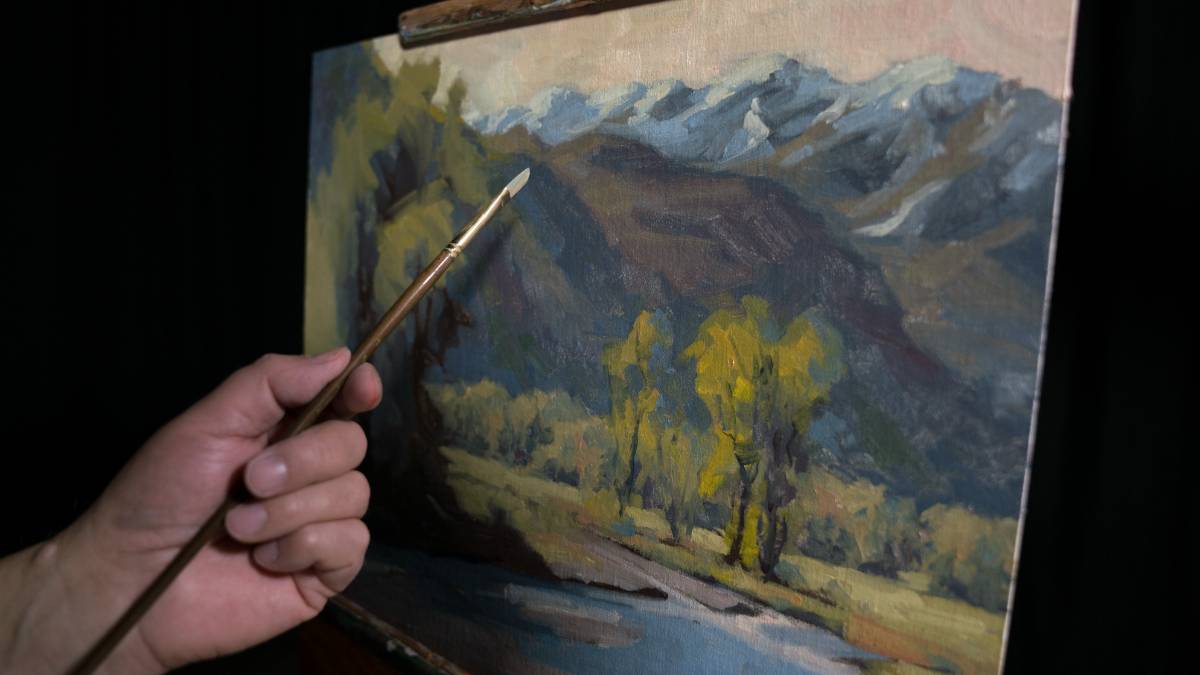 A scene from Bob's "Harmonious Landscapes" art video workshop with PaintTube.tv