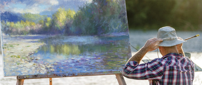 Artist painting en Plein Air. Look for me at the 9th Annual Plein Air Convention in Santa Fe, NM where I will be on faculty May 17th -21st. picture of artist Ryan Jensen painting en Plein Air