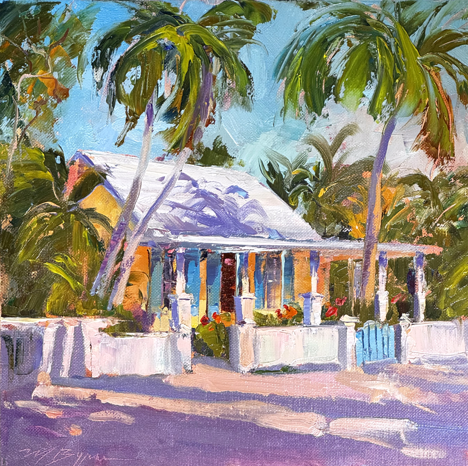 Michele Byrne, "Cottage in the Keys," oil, 12 x 12 in., plein air