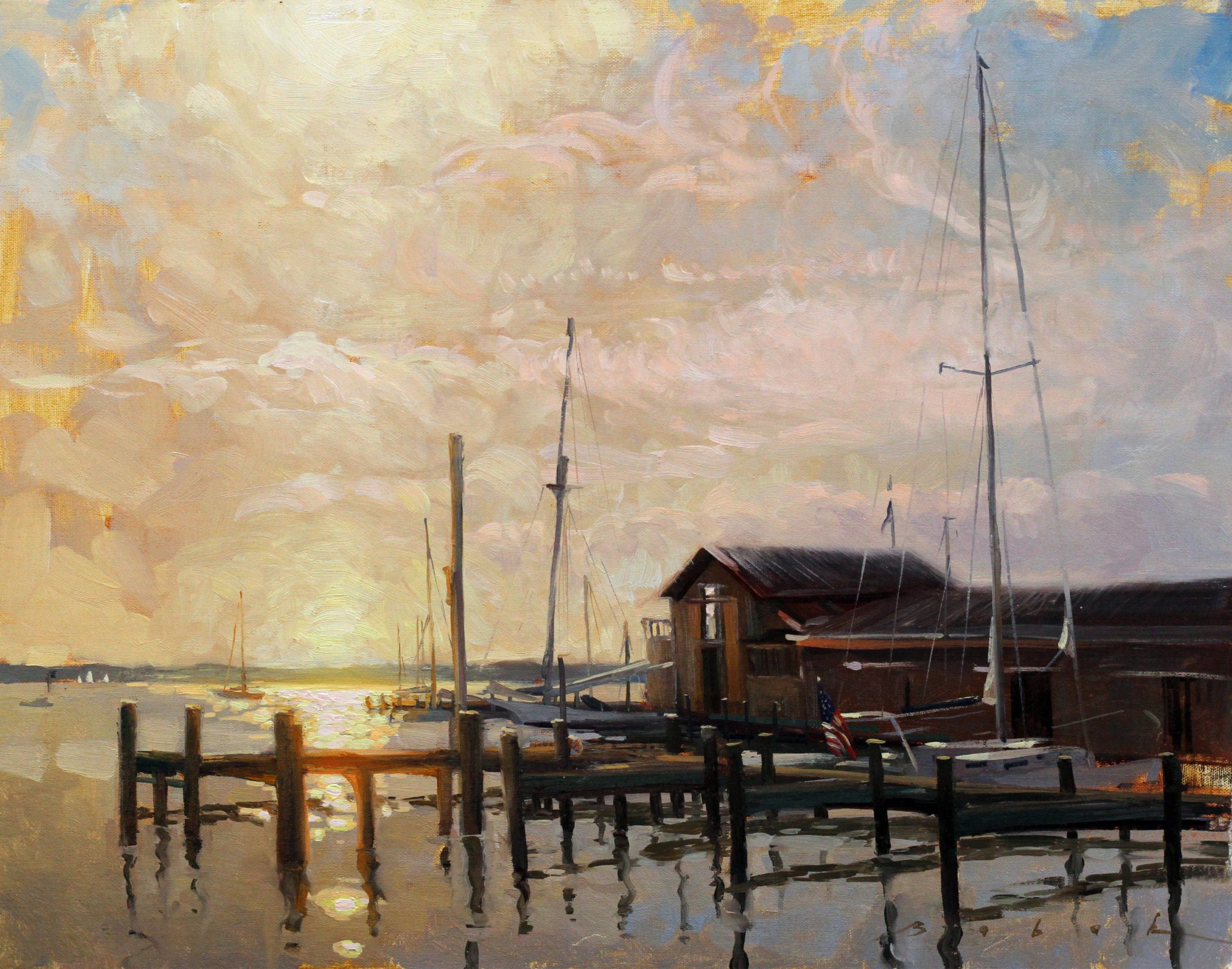 Painting on location - oil landscape sunrise