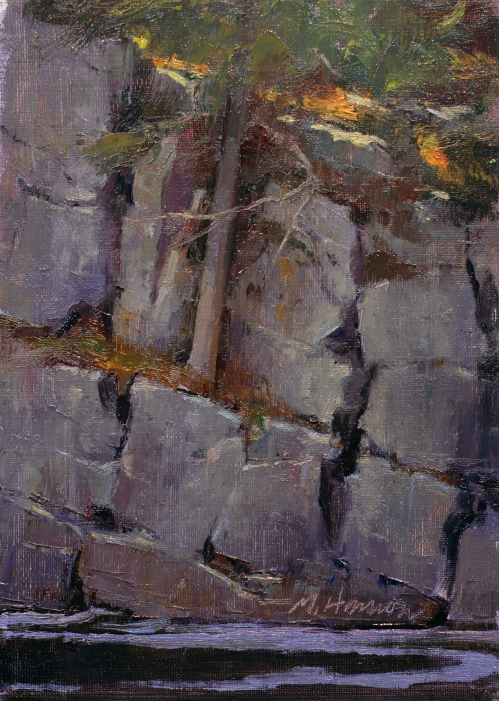 Marc Hanson, "Cliff Hugger," 7 x 5 inches, Oil on Museum board