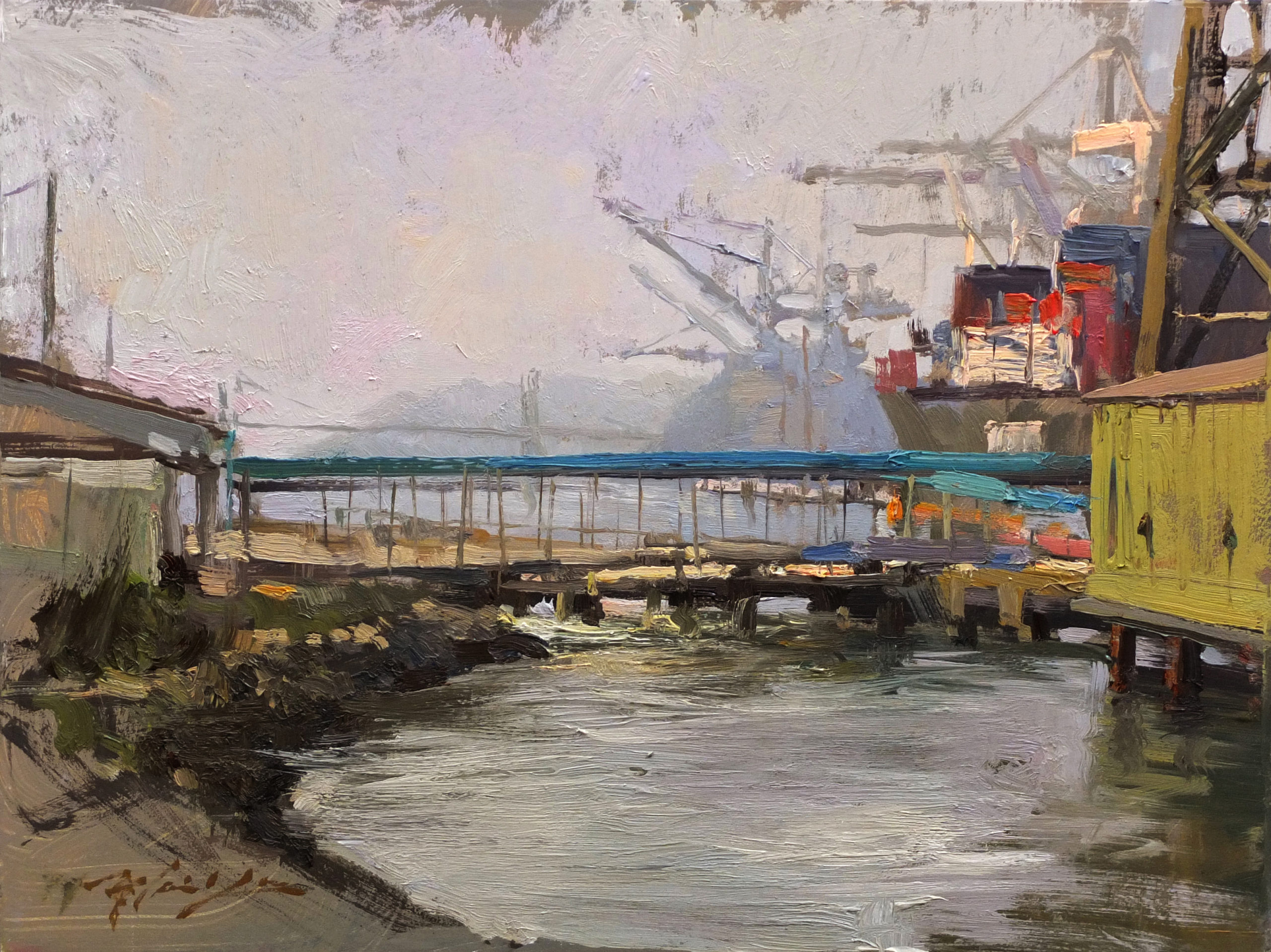 Hsin-Yao Tseng, "Alameda Terminal," 2013, oil, 9x 12 in. Private collection Plein air 