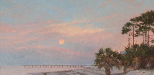 “Sunrise With Moonset,” and 7 More Paintings From the Seashore Val Sandell, "Sunrise With Moonset," 2009, oil, 20 x 30 in., Private collection, Studio from plein air study