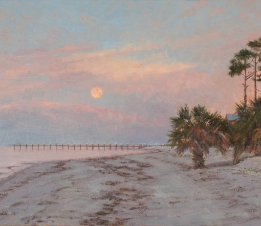 Val Sandell, "Sunrise With Moonset," 2009, oil, 20 x 30 in., Private collection, Studio from plein air study