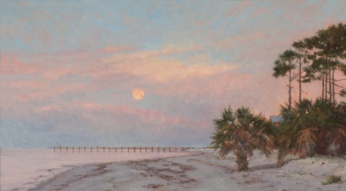 Val Sandell, "Sunrise With Moonset," 2009, oil, 20 x 30 in., Private collection, Studio from plein air study