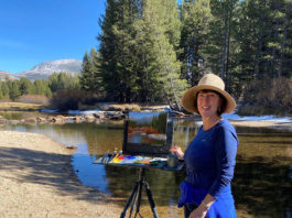 artist painting en plein air in Tuolumne Meadows