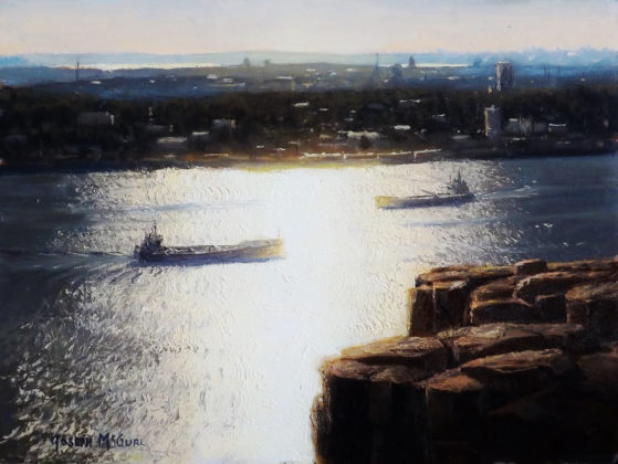 Joseph McGurl, “Sunlight on the Hudson River,” 2016, oil, 9 x 12 in., private collection, plein air