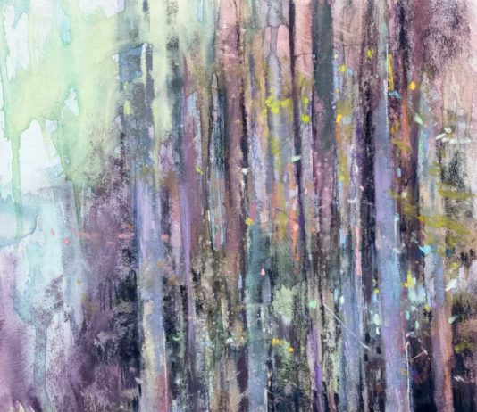 Creative Expression - Richard McKinley, "Tennessee Trees," 2015, pastel over watercolor, 12 x 9 in., private collection, plein air