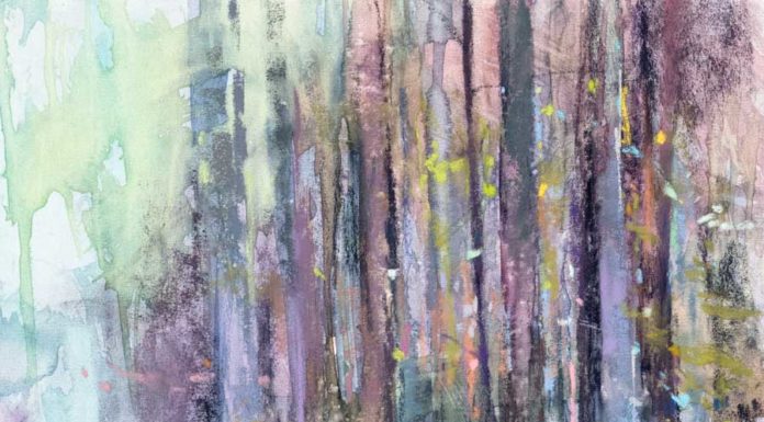 Creative Expression - Richard McKinley, "Tennessee Trees," 2015, pastel over watercolor, 12 x 9 in., private collection, plein air