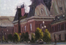 Painting a Cityscape (the Full Plein Air Experience) Painting a Cityscape - "Union Pacific" by John Hughes, plein air