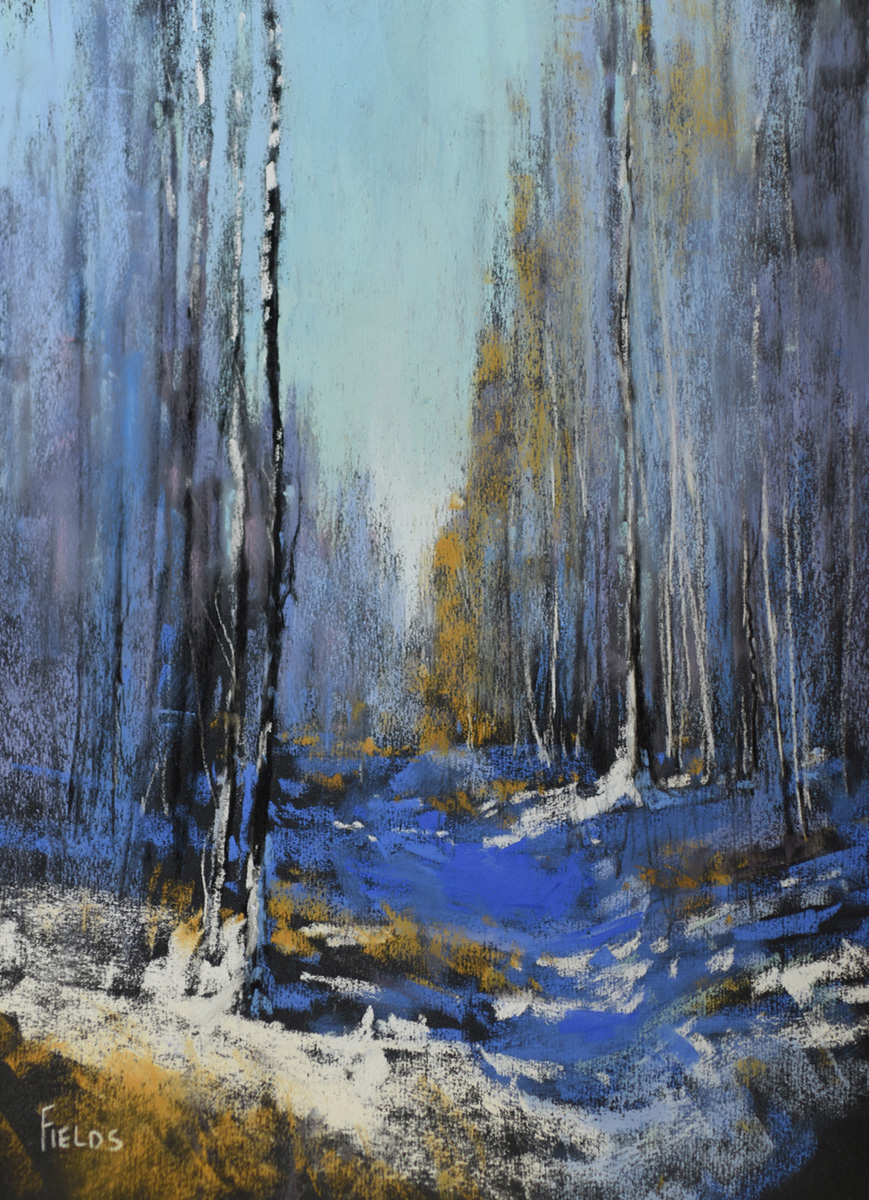 4. "Winter Walk" pastel landscape painting