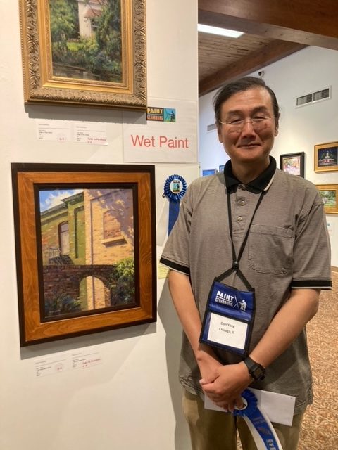 Don Yang with "Late Afternoon Arch" (oil on linen panel, 16 x 12 in.), First Place in Best in Cedarburg 2022